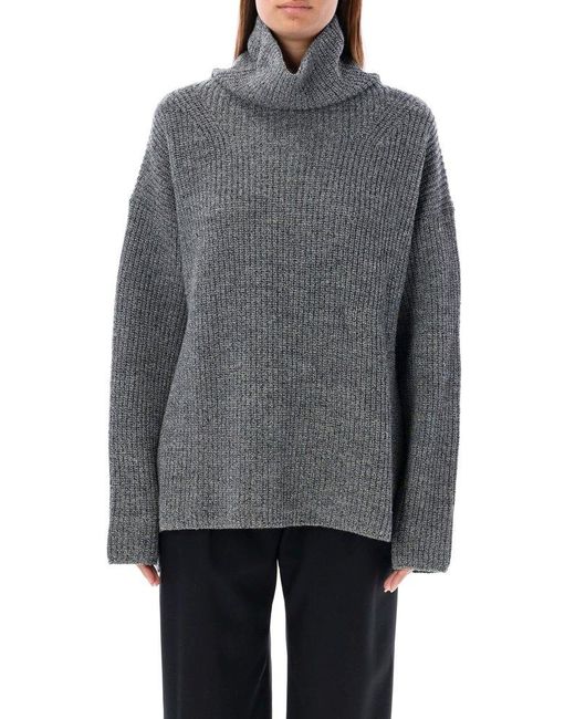 Rhea Costa Gray Heavy Turtleneck Knit Sweater