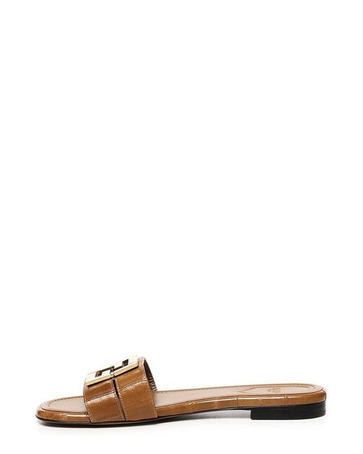 Fendi Natural Ffold Logo Plaque Slides