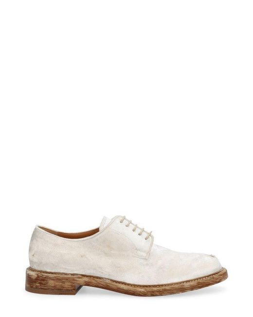 Maison Margiela White Velvet Oxfords Lace-up Shoes for men