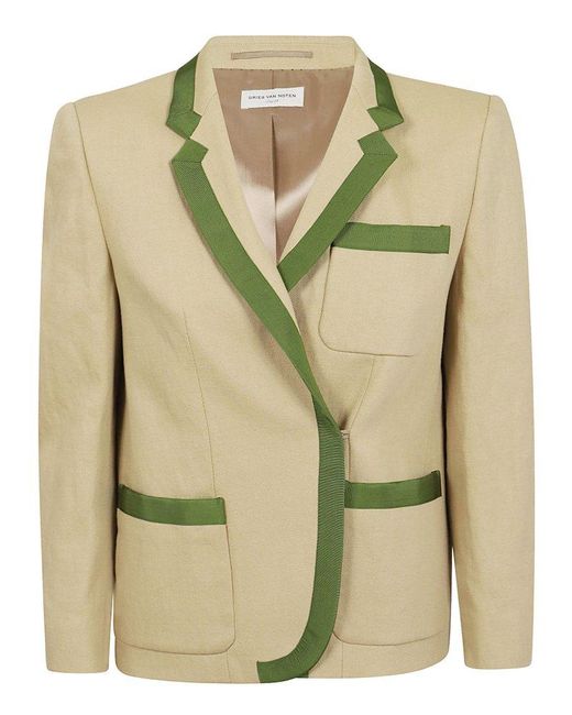 Dries Van Noten Green Bassie V-neck Long-sleeved Jacket