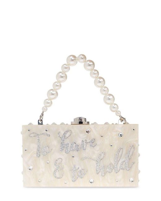 Sophia Webster White Crystal Embellished Clutch Bag