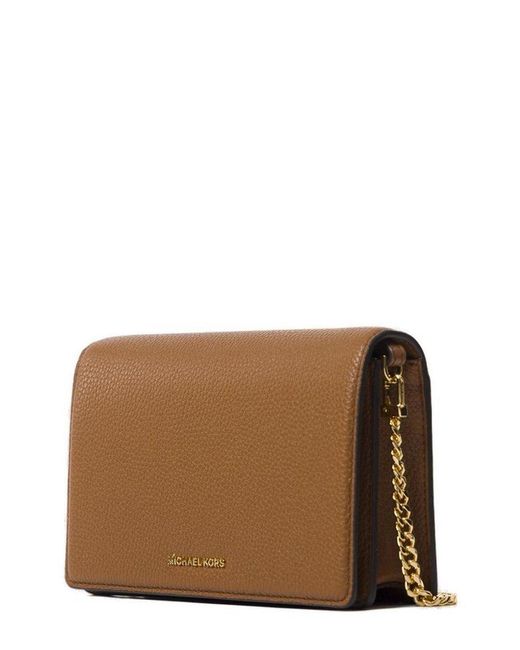 Michael Kors Brown Jet Set Medium Pebbled Crossbody Bag