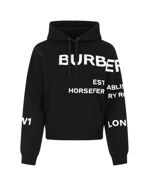 Burberry Cotton Horseferry Print Oversized Hoodie in Black | Lyst UK