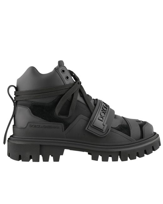 Dolce & Gabbana Black Logo Strap Trekking Boots for men