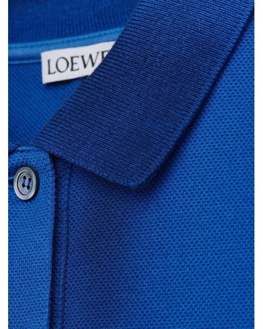 Loewe Blue Logo Embroidered Midi Polo Dress