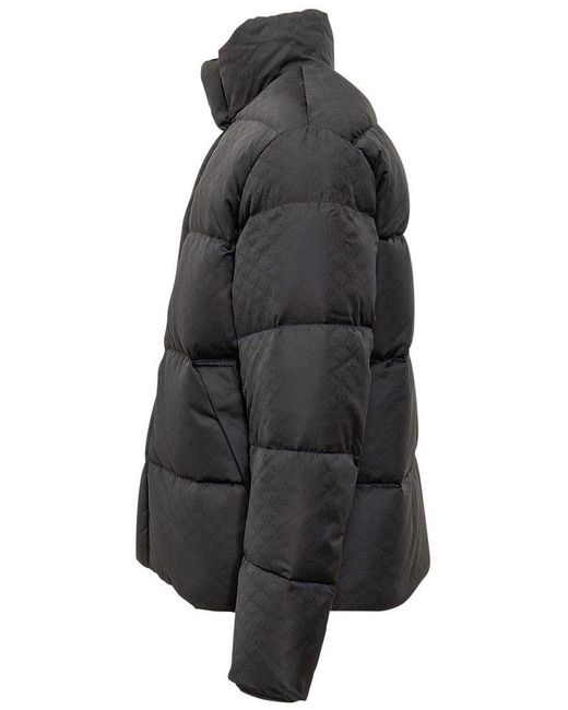 Emporio Armani Black Monogram Printed High-Neck Down Jacket for men