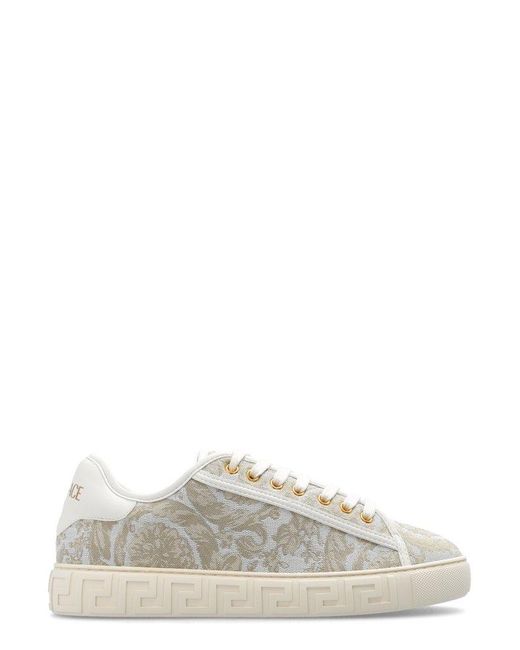 Versace Natural Barocco Greca Lace-up Sneakers