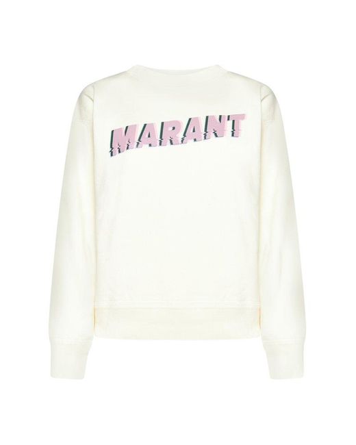 Isabel Marant White Logo Printed Crewneck Jumper