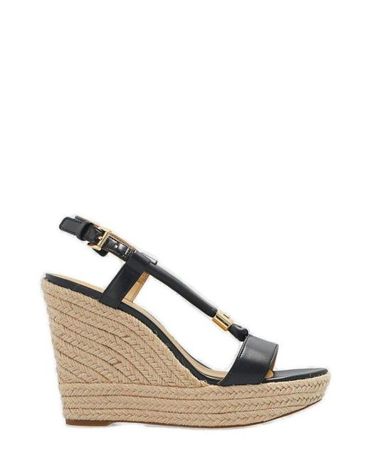 MICHAEL Michael Kors T-bar Strap Wedge Sandals in Natural | Lyst Canada