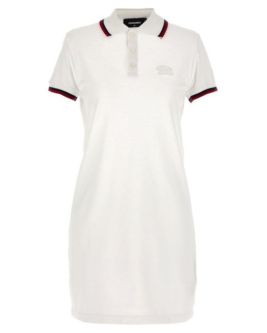 DSquared² White Maxi Cut Out Polo Dress Dresses
