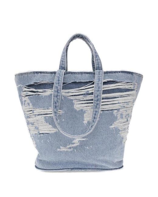 DIESEL Blue Odd Tyger Cotton Shopper Bag