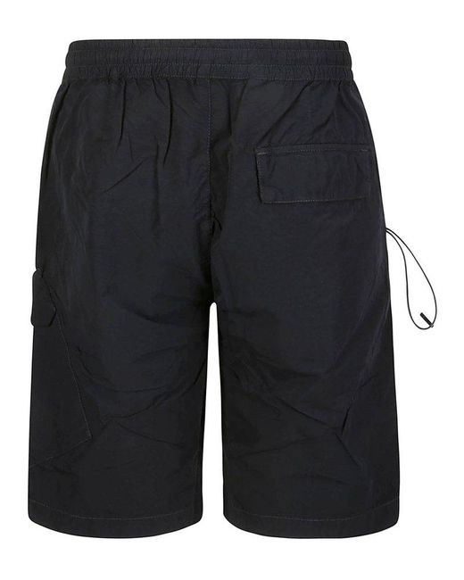 C P Company Black Logo Patch Bermuda Shorts for men