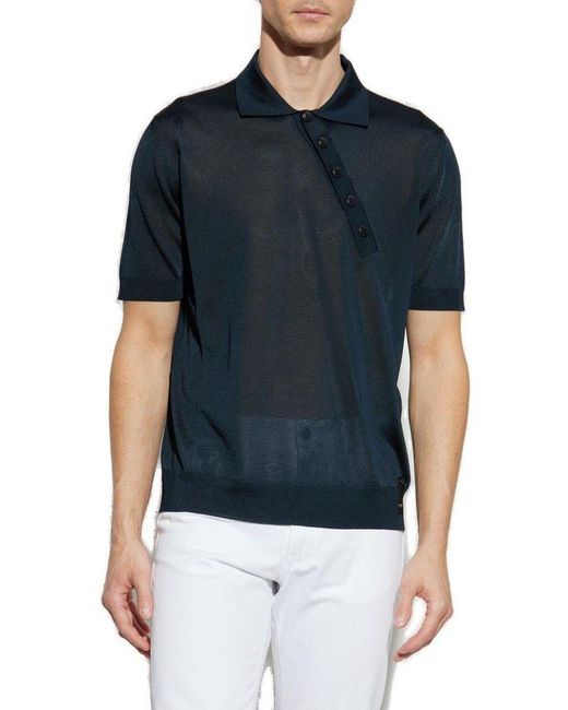 Fendi Blue Polo With Logo Patch for men