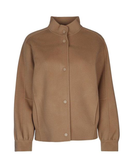 Weekend by Maxmara Brown Button-Up High Neck Jacket