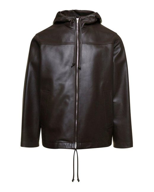 Bottega Veneta Black Hooded Jacket With Zip for men