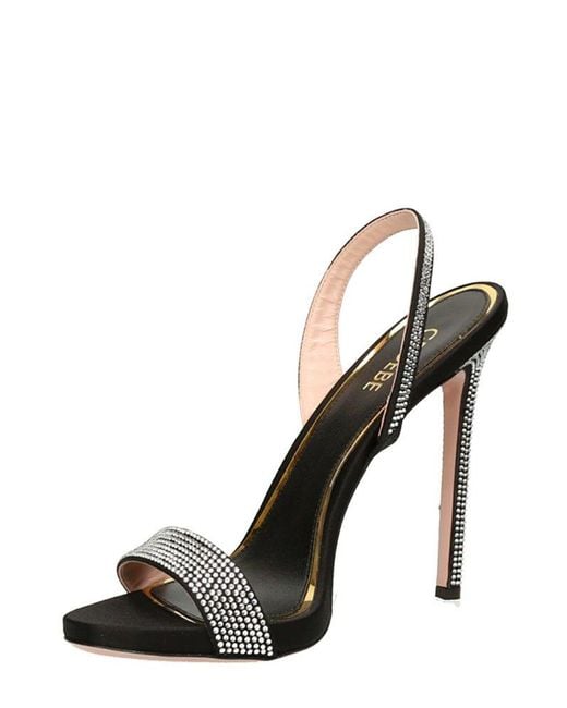 Gedebe Black Rhinestone Embellished High Stiletto Heel Sandals