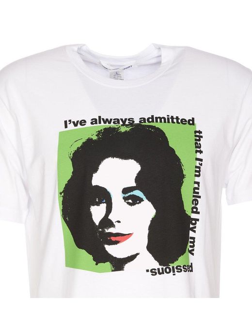 Comme des Garçons White Elizabeth Taylor Print T-Shirt for men