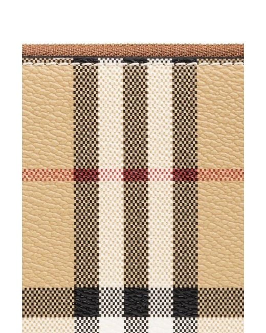 Burberry Natural Checked All-around Zip-up Wallet