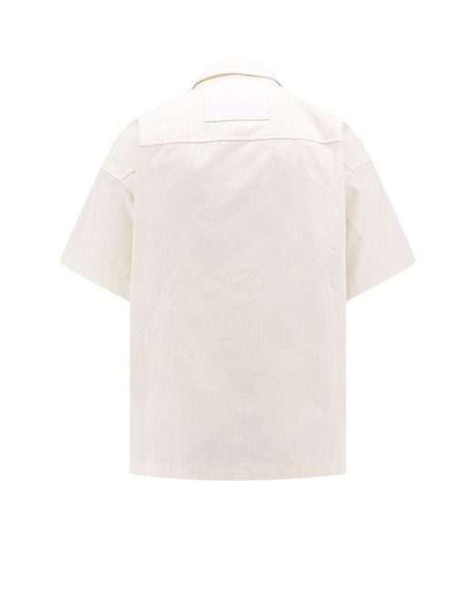 Jil Sander White + Logo Patch Zip-up Shirt Jacket for men