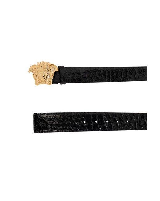 Versace Black Leather Belt, for men