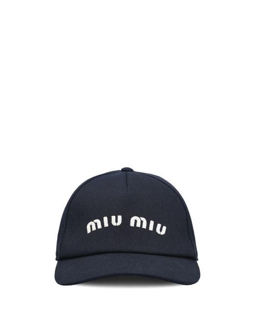 Miu Miu Blue Logo Embroidered Baseball Cap