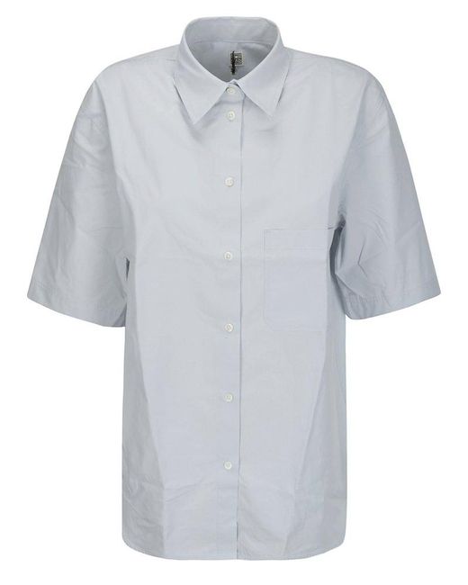 Totême  Gray Short-Sleeve Poplin Shirt