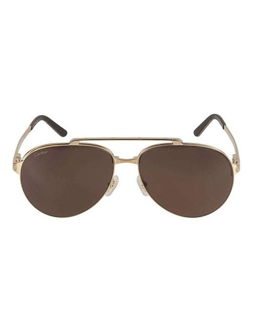 Cartier Brown Aviator Frame Sunglasses for men
