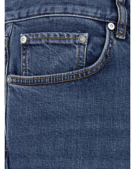 Theory Blue 'Borough' Blie Jeans With Belt Loops And Logo Patch On The Rear for men