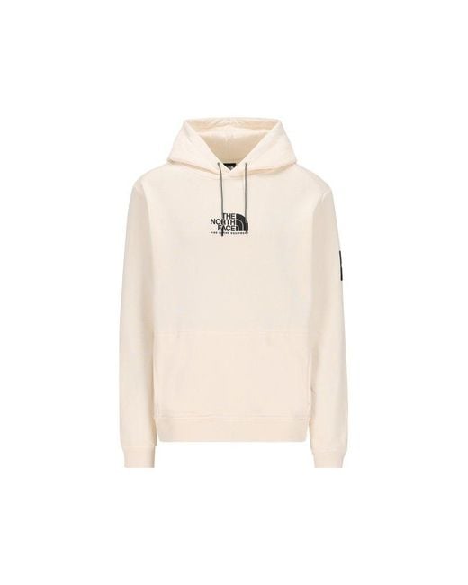 The North Face White Logo Printed Drawstring Hoodie for men