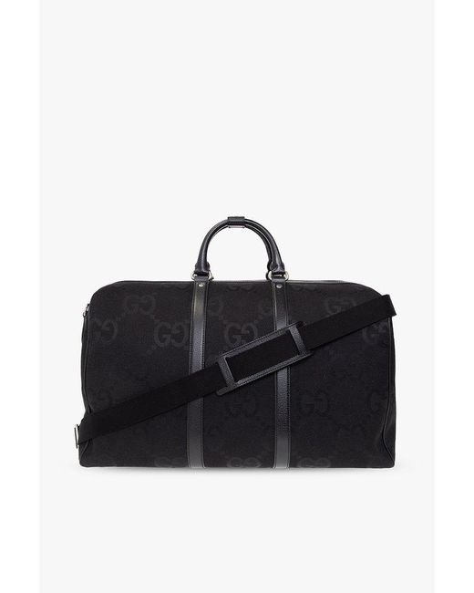 Gucci Men's Jumbo GG Leather Travel Bag - Black - Briefcases