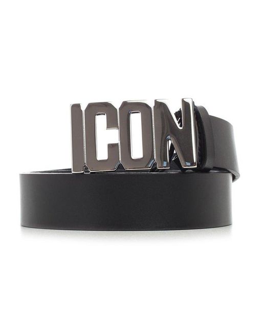DSquared² Black Icon Logo Buckle Belt for men