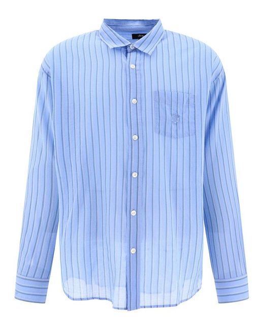 Stussy Blue Striped Lightweight Shirt for men