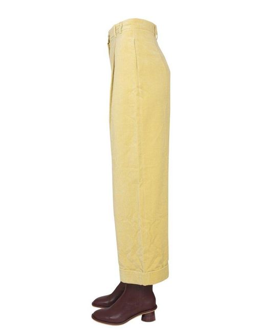 Alysi Yellow Belt-looped Wide-leg Pants