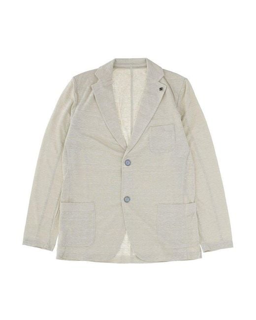 Gran Sasso White Single-Breasted Tailored Blazer for men