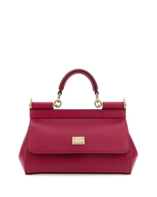Dolce & Gabbana Red Sicily Small Handbag Hand Bags Fuchsia