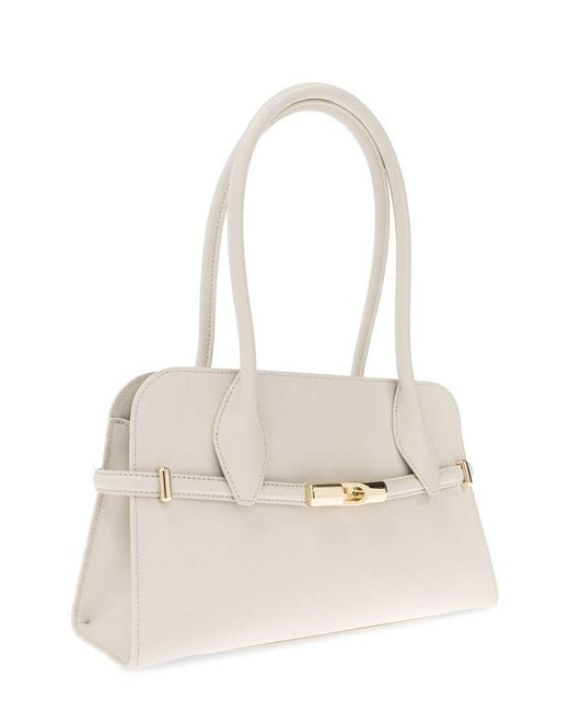 Furla White Goccia Arch Logo Medium Handbag