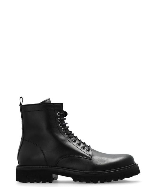 DSquared² Black Icon Round Toe Ankle Boots for men