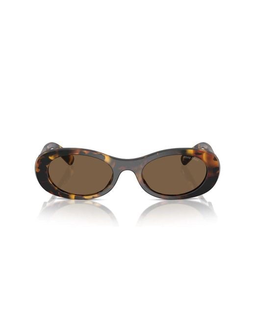 Miu Miu Brown Oval-Frame Sunglasses