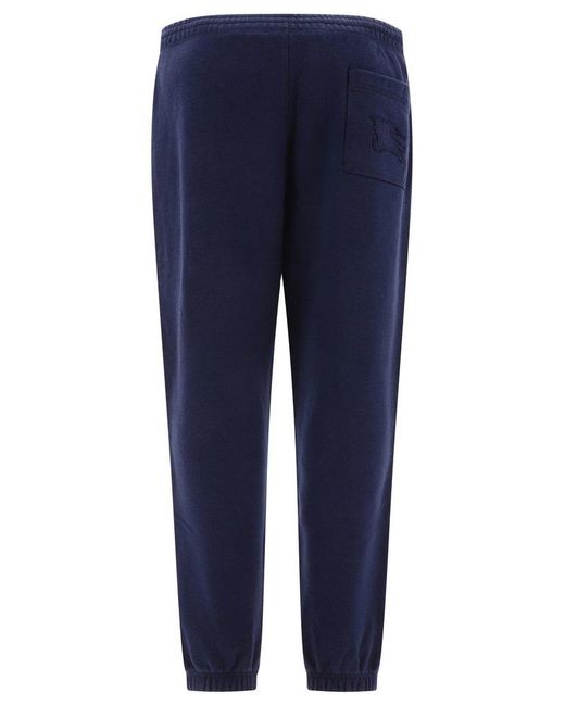 Burberry Blue Joggers With Embroidered Logo for men