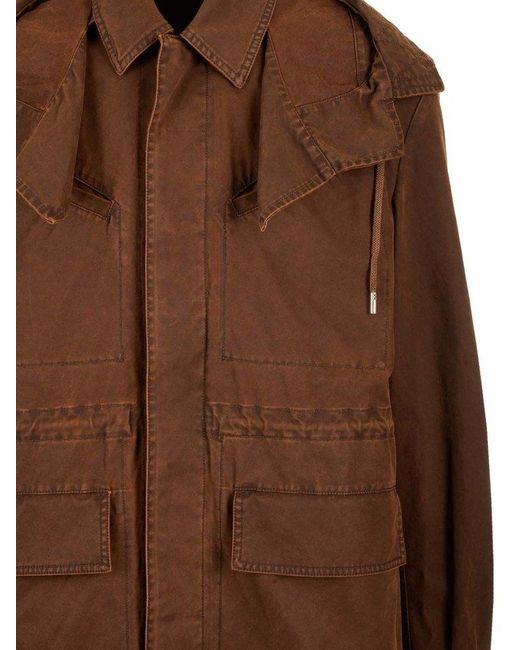 Alexander McQueen Brown Drawstring Hem Hooded Jacket for men