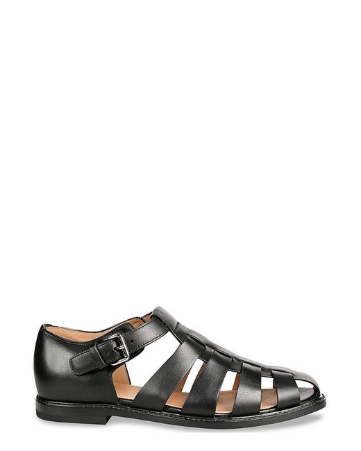 Church's Black Round Toe Caged Sandals for men