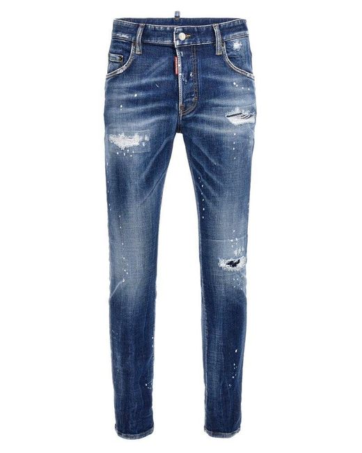 DSquared² Blue Super Twinky Logo Patch Skinny Jeans for men