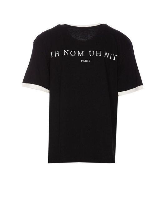 Ih Nom Uh Nit Black Mask Roses Printed Crewneck T-shirt for men