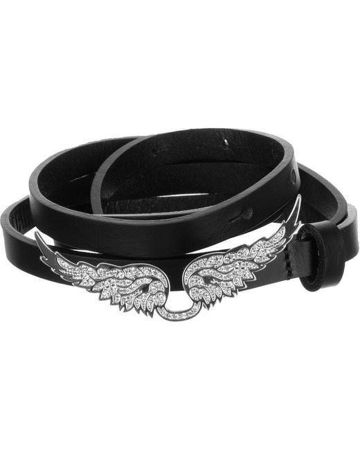 Zadig & Voltaire Leather Wings-buckle Embellished Belt in Black | Lyst