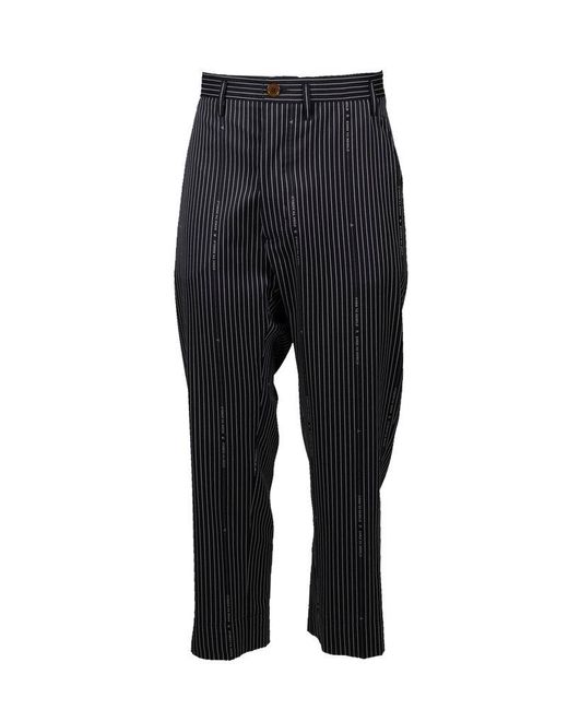 Vivienne Westwood Cruise Straight-leg Striped Cropped Trousers in Black ...