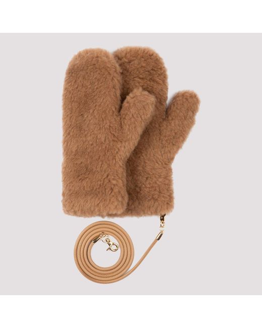 Luisaviaroma Women Accessories Gloves Ombrato Wool Blend Teddy Gloves W/ Strap 