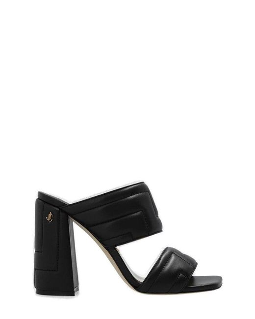 Jimmy Choo Themis Quilted Heeled Sandals in Black | Lyst