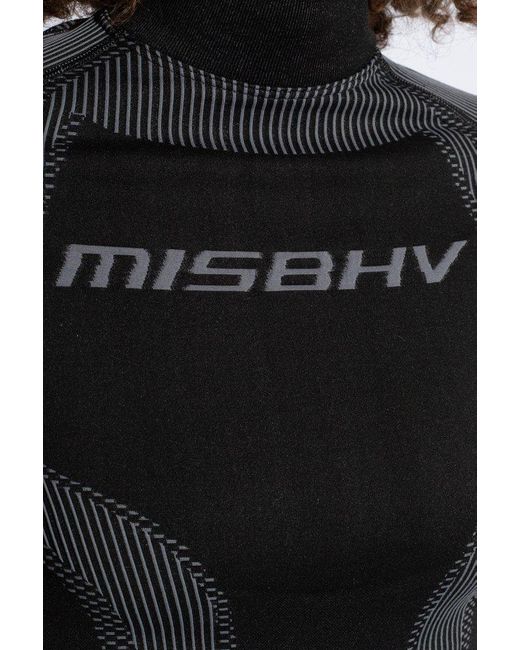 M I S B H V Black Logo-jacquard High-neck Knitted Top