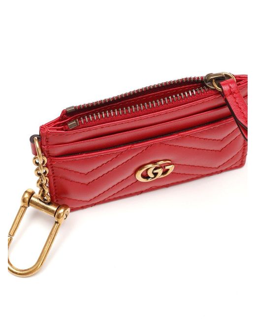 Gucci GG Marmont Key Chain Wallet in Red Lyst