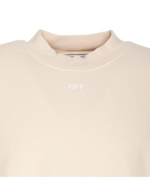 Off-White c/o Virgil Abloh Natural Logo Embroidered Crewneck Sweatshirt for men